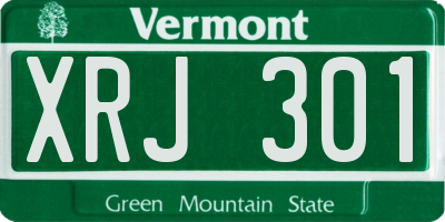 VT license plate XRJ301