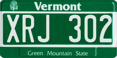 VT license plate XRJ302