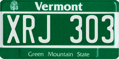 VT license plate XRJ303