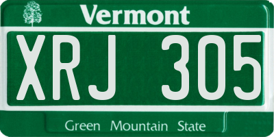 VT license plate XRJ305