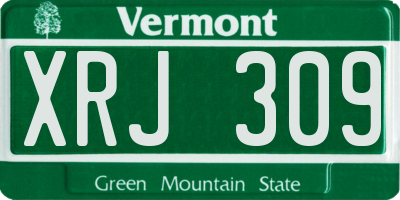 VT license plate XRJ309