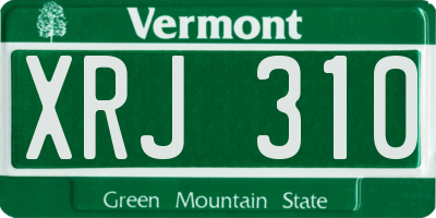 VT license plate XRJ310