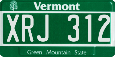 VT license plate XRJ312