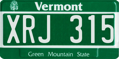 VT license plate XRJ315