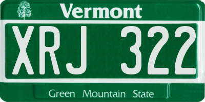 VT license plate XRJ322