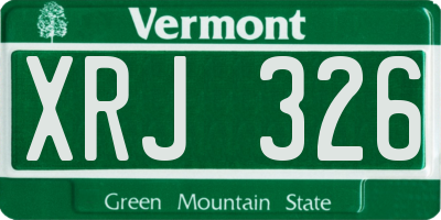 VT license plate XRJ326
