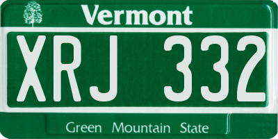 VT license plate XRJ332