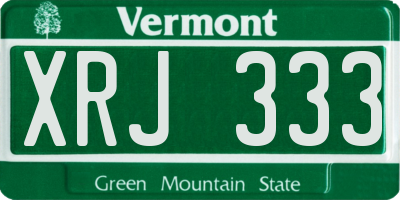 VT license plate XRJ333