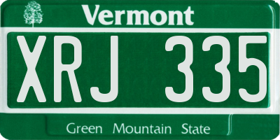 VT license plate XRJ335