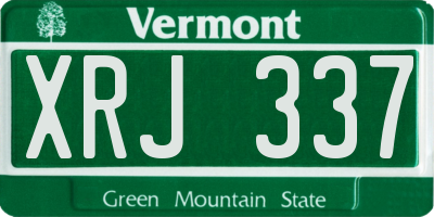 VT license plate XRJ337