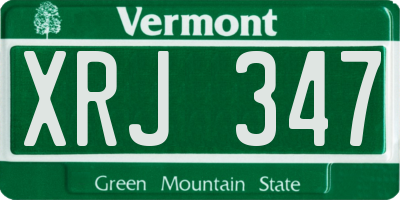 VT license plate XRJ347
