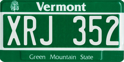 VT license plate XRJ352
