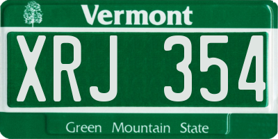 VT license plate XRJ354
