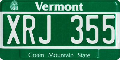 VT license plate XRJ355