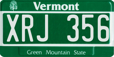 VT license plate XRJ356