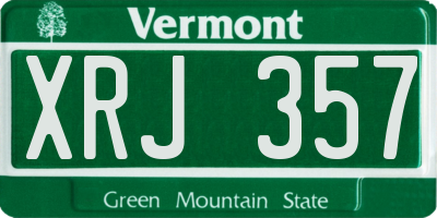 VT license plate XRJ357