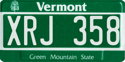VT license plate XRJ358