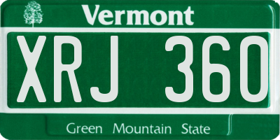 VT license plate XRJ360