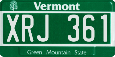 VT license plate XRJ361