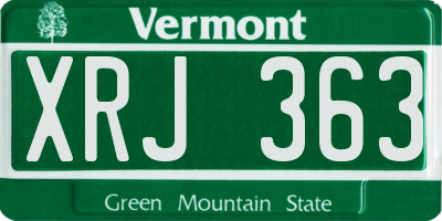 VT license plate XRJ363