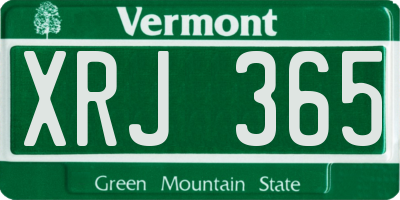 VT license plate XRJ365