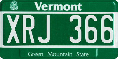 VT license plate XRJ366