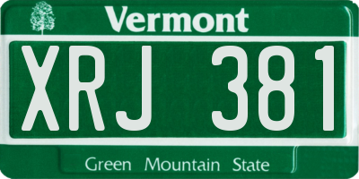 VT license plate XRJ381