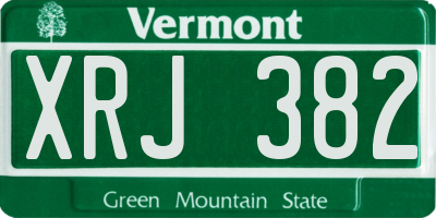 VT license plate XRJ382
