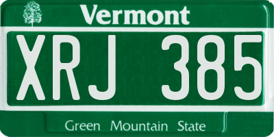 VT license plate XRJ385