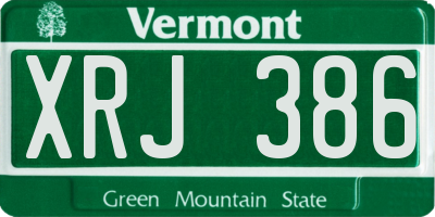 VT license plate XRJ386
