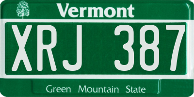 VT license plate XRJ387