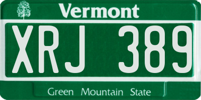 VT license plate XRJ389