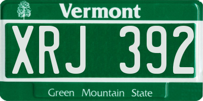 VT license plate XRJ392