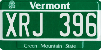 VT license plate XRJ396