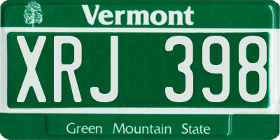 VT license plate XRJ398