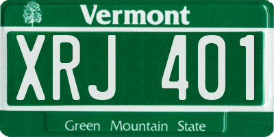 VT license plate XRJ401