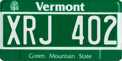 VT license plate XRJ402