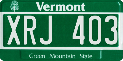 VT license plate XRJ403