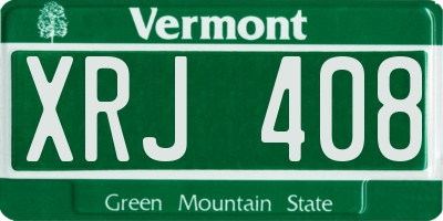 VT license plate XRJ408