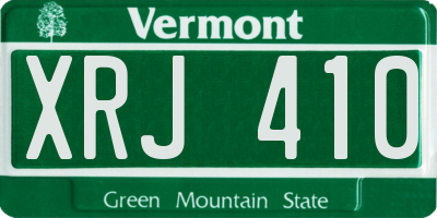 VT license plate XRJ410