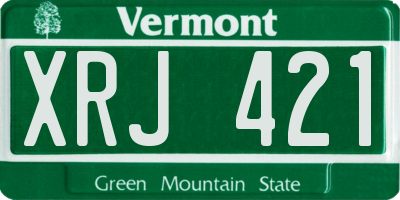 VT license plate XRJ421