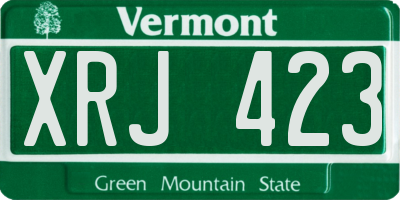 VT license plate XRJ423