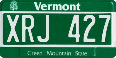 VT license plate XRJ427