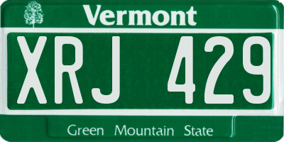VT license plate XRJ429