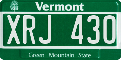 VT license plate XRJ430