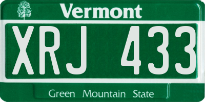 VT license plate XRJ433