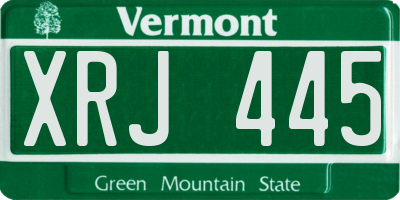 VT license plate XRJ445