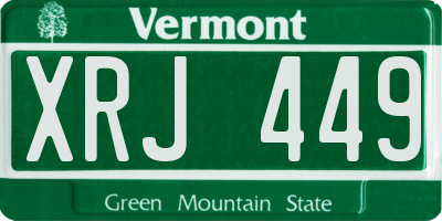 VT license plate XRJ449