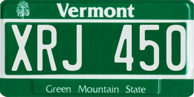 VT license plate XRJ450
