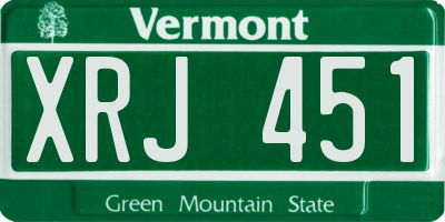 VT license plate XRJ451